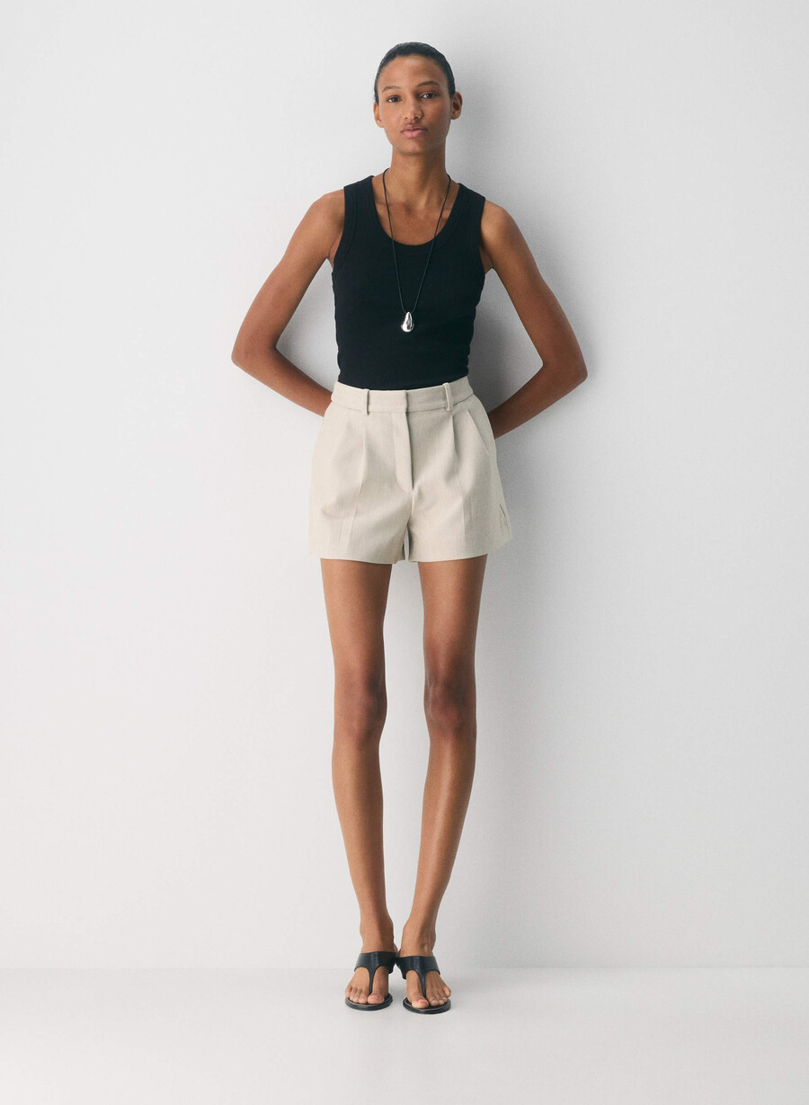 mini short plissettato - ressential heather matte pearl