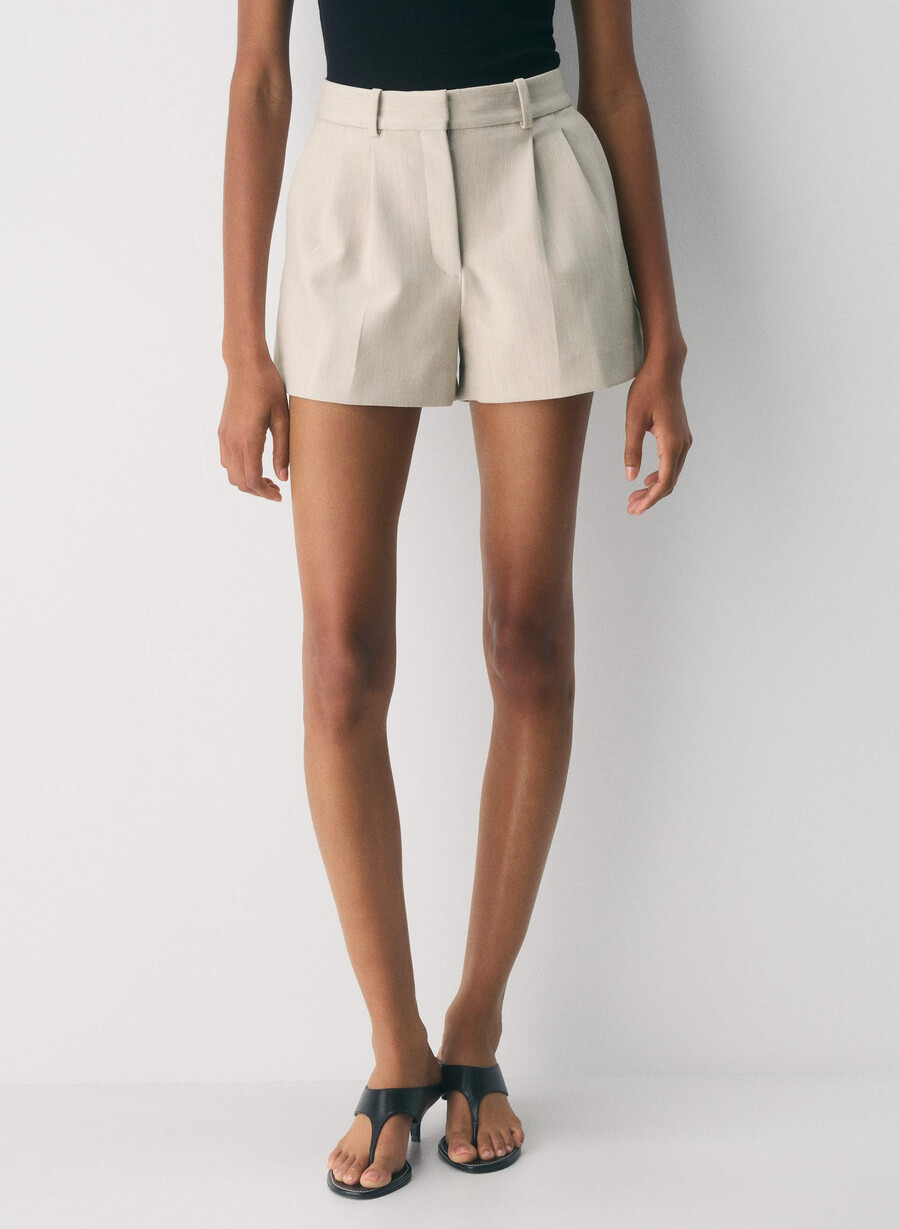 mini short plissettato - ressential heather matte pearl