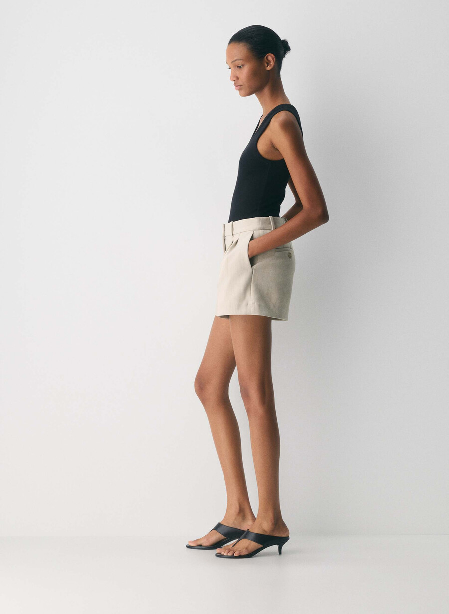 mini short plissettato - ressential heather matte pearl