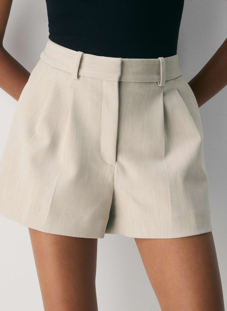 mini short plissettato - ressential heather matte pearl