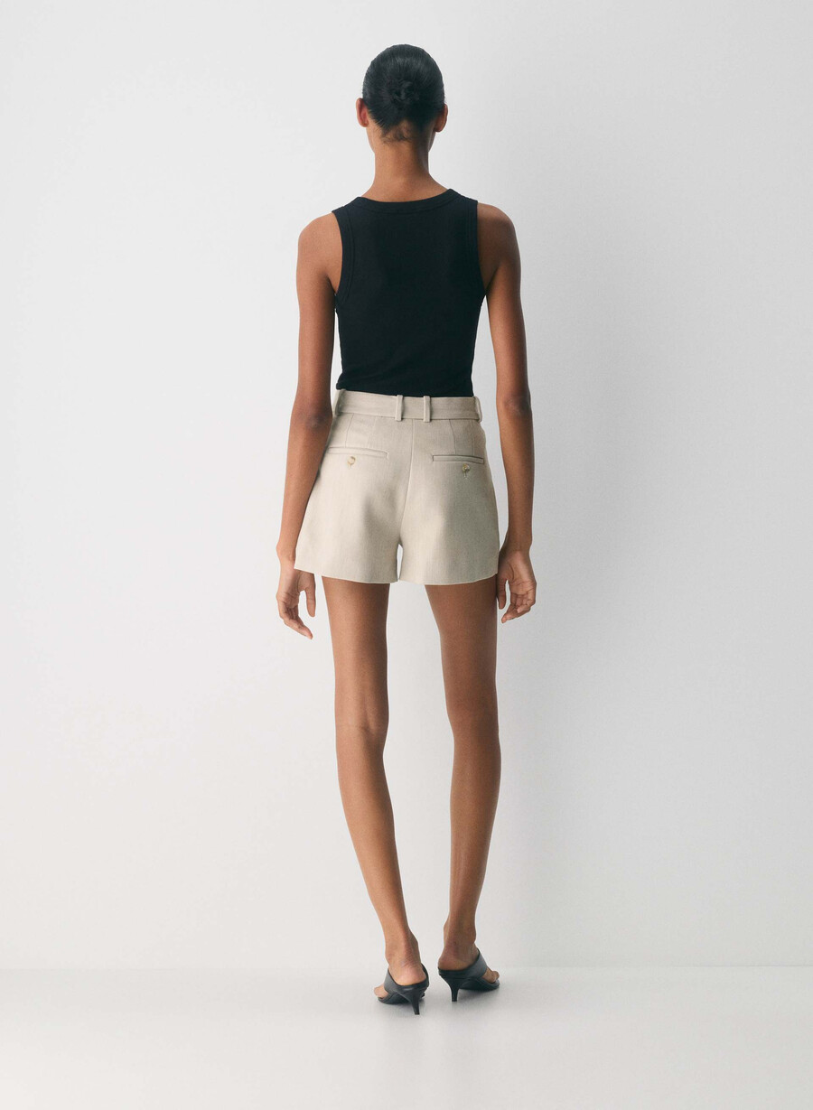 mini short plissettato - ressential heather matte pearl