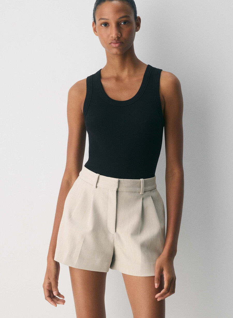 mini short plissettato - ressential heather matte pearl