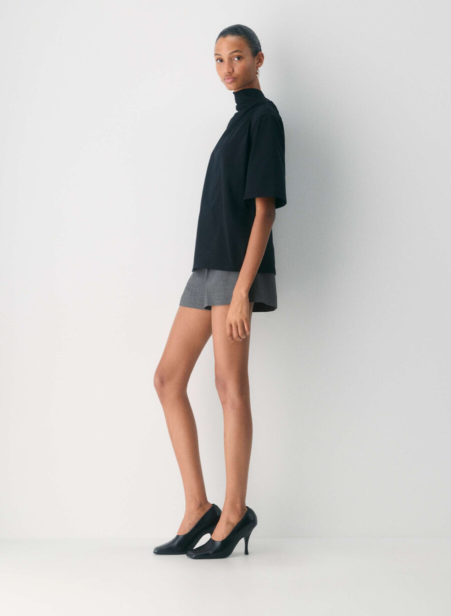 mini short plissettato - ressential heather charcoal