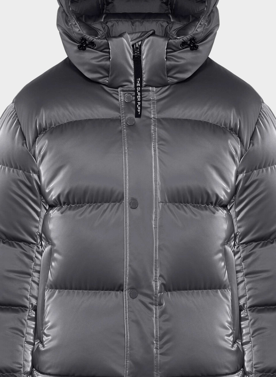the super puff shorty - liquid shine grigio carbone