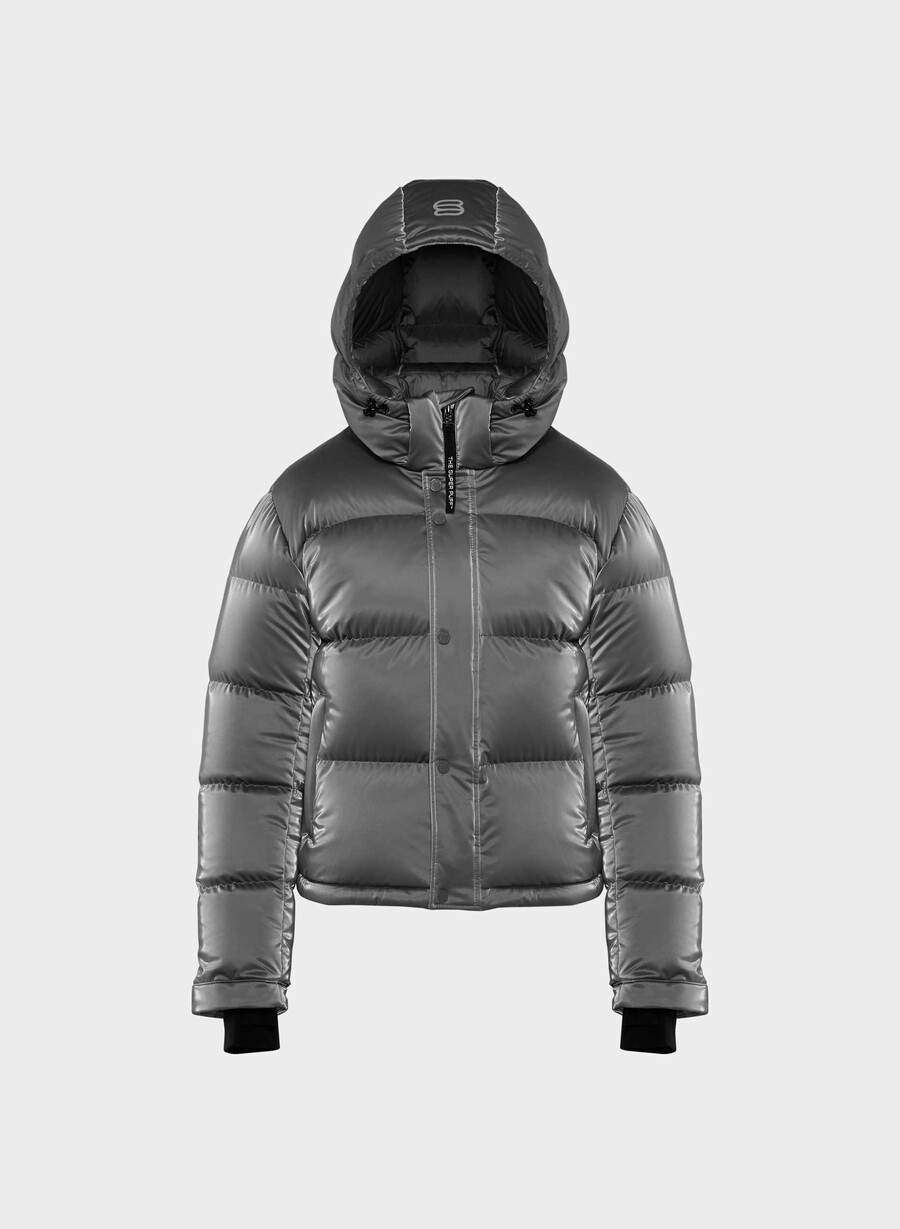 the super puff shorty - liquid shine grigio carbone