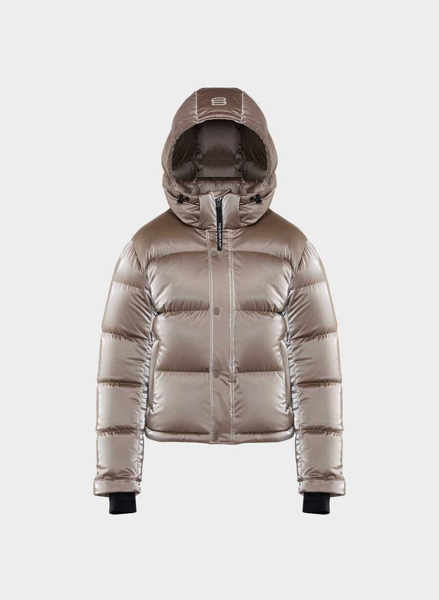 the super puff shorty - liquid shine taupe moderno