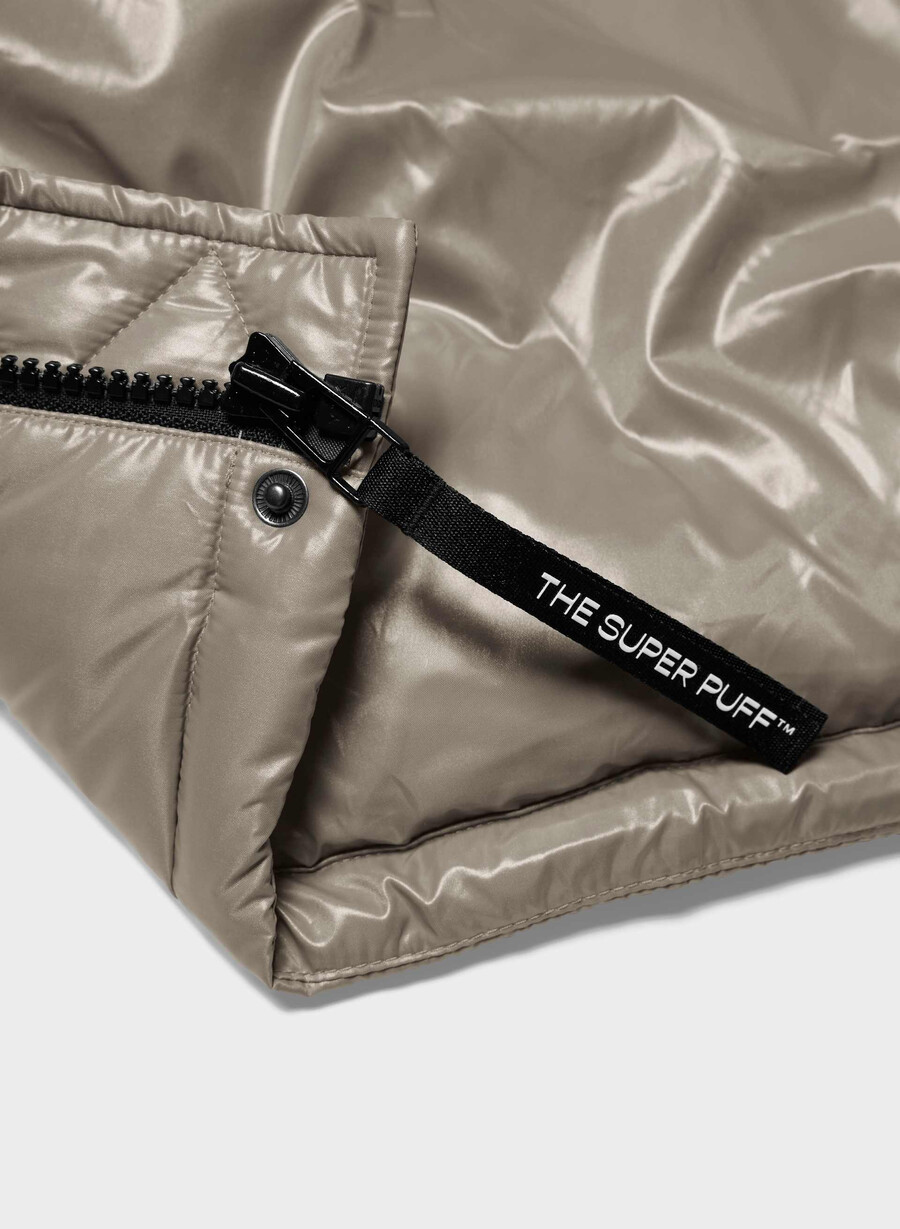 the super puff gilet - taupe moderno hi-gloss