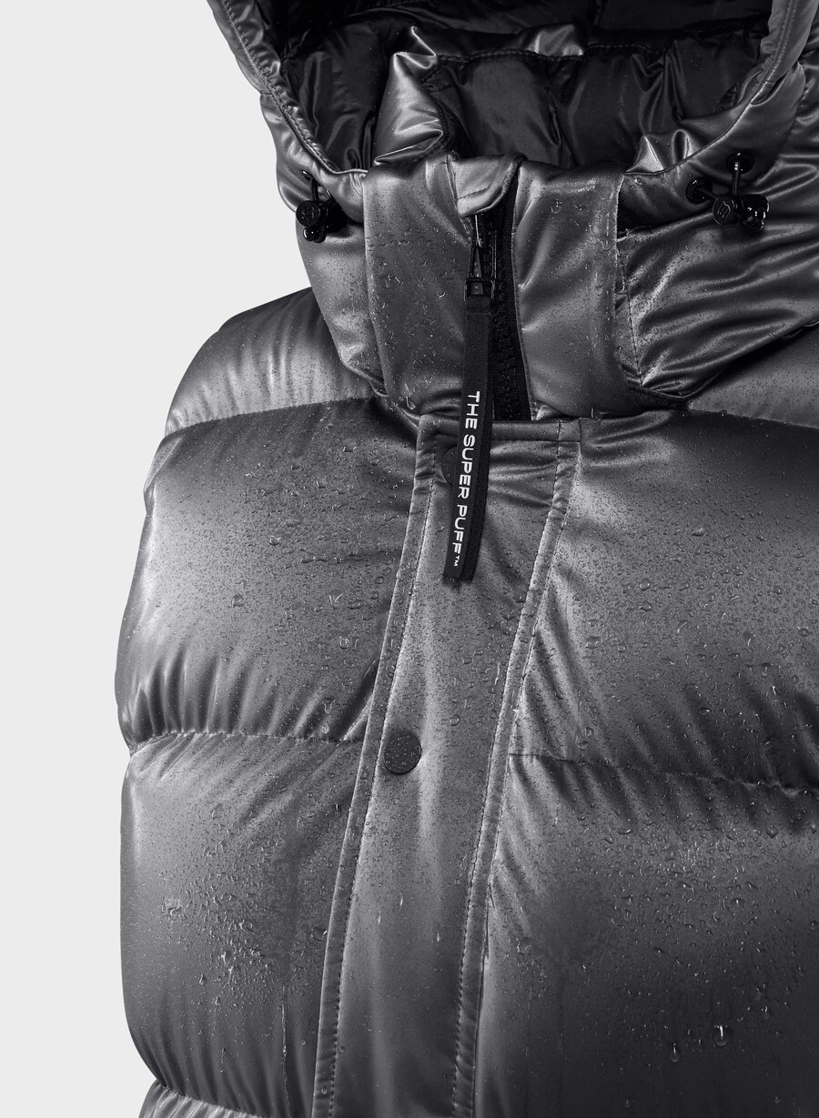 the super puff gilet - liquid shine grigio carbone