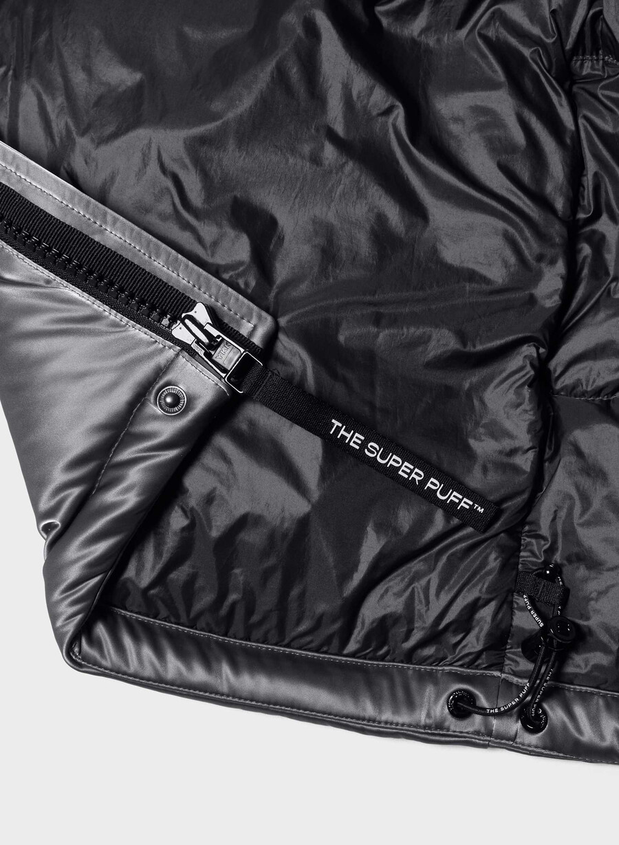 the super puff gilet - liquid shine grigio carbone