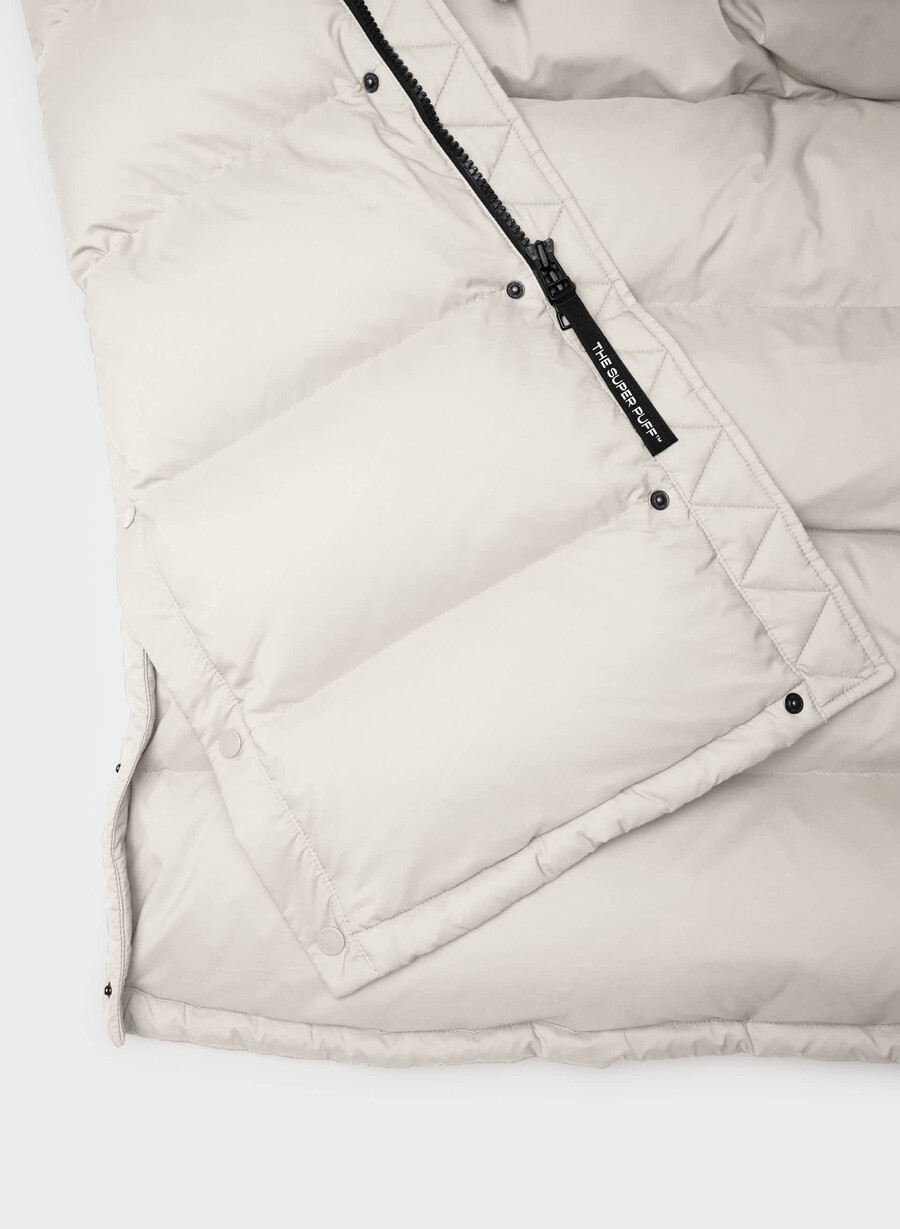 the super puff gilet lungo - climatte perla opaca