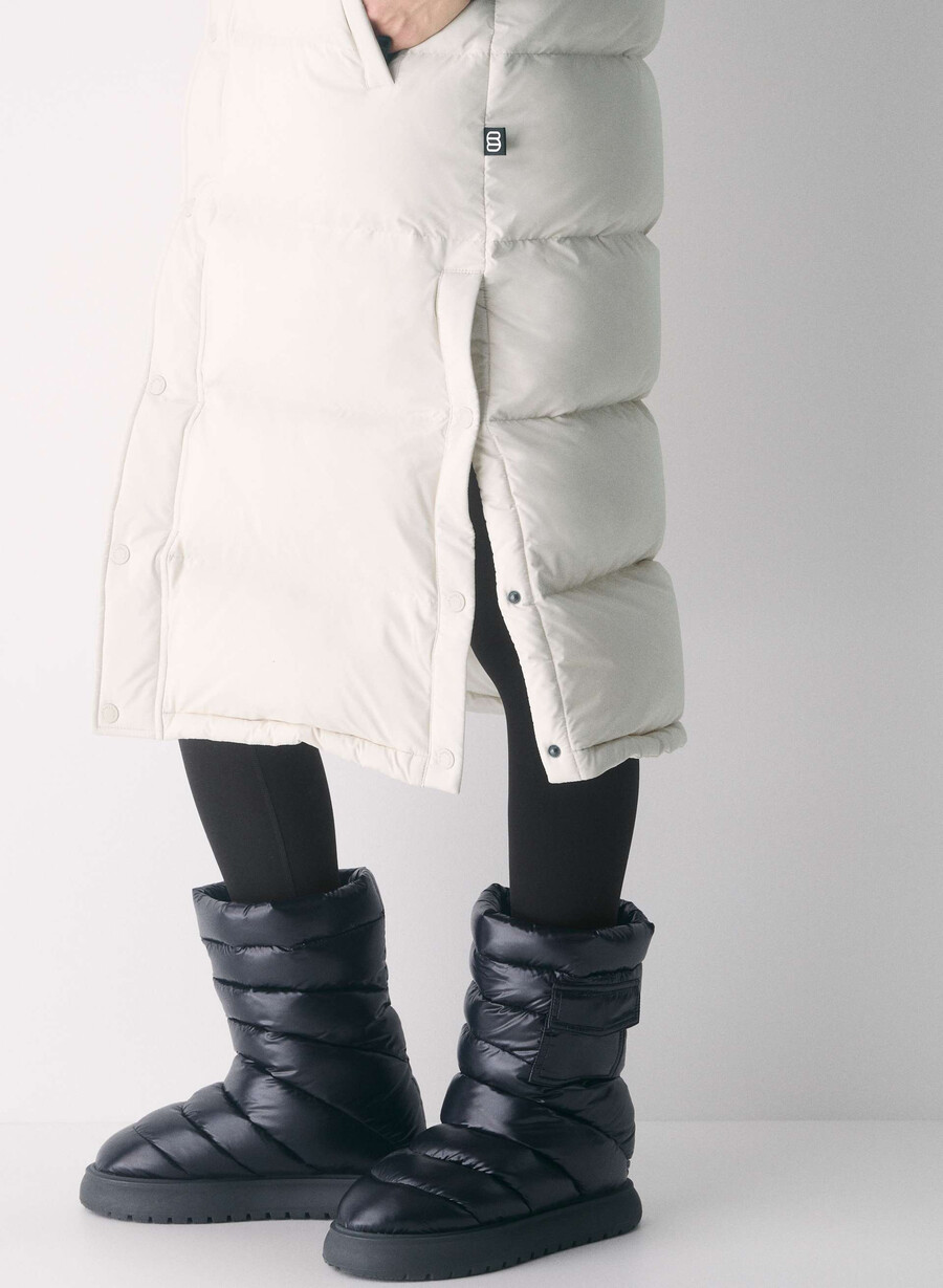 the super puff gilet lungo - climatte perla opaca