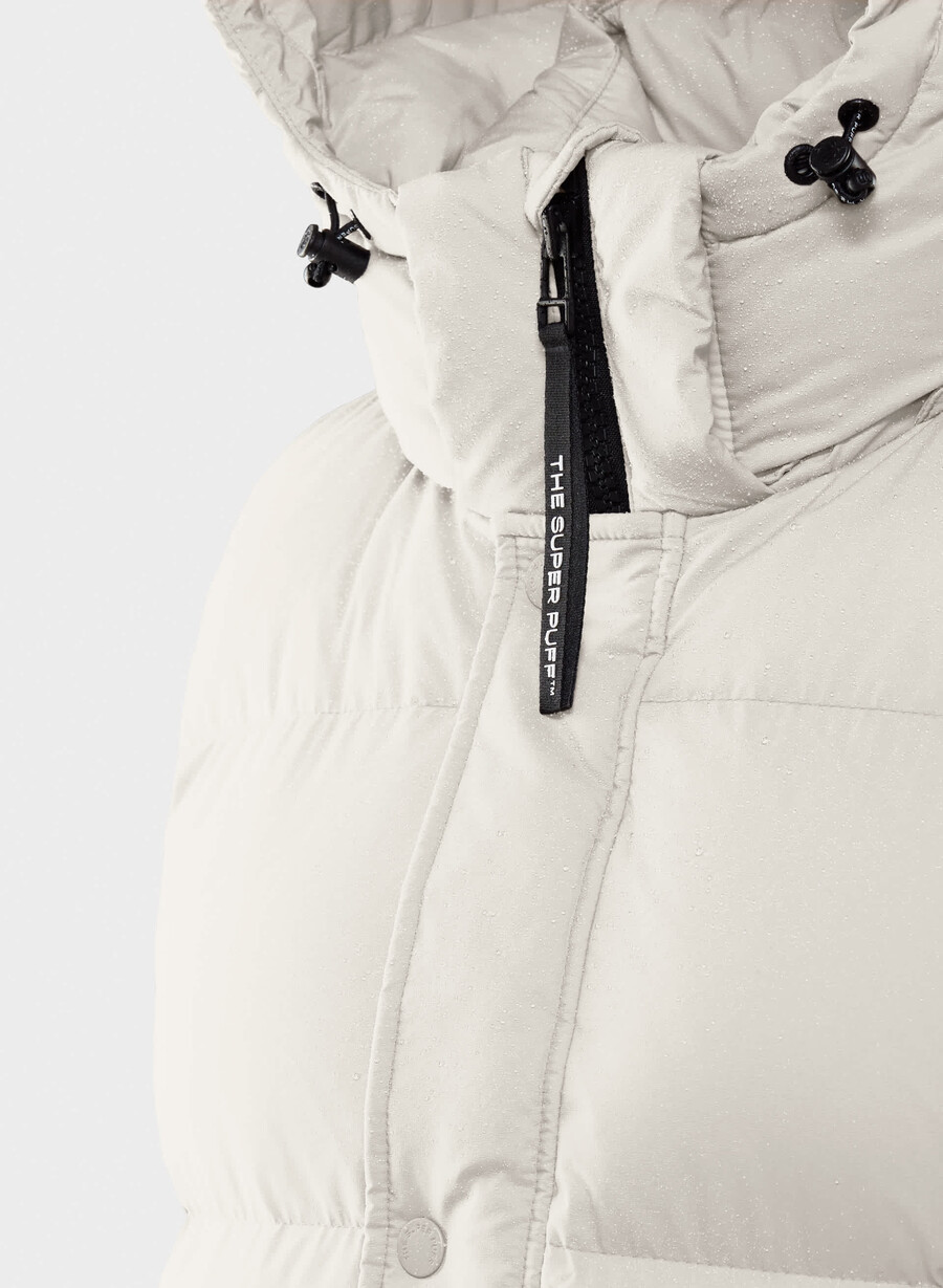 the super puff gilet lungo - climatte perla opaca